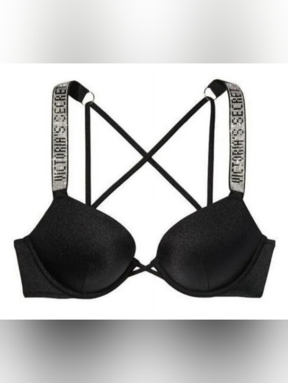 34B 34C 34D 34DD VS Swim Shine Strap Bombshell Bikini Top Black